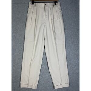 Greg Norman Golf Pant Mens 32x32 Ivory Cream Pleated Microfiber